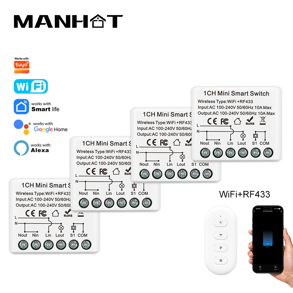 Home Automation Technology - 10A Mini WIFI Smart Switch RF433Mhz